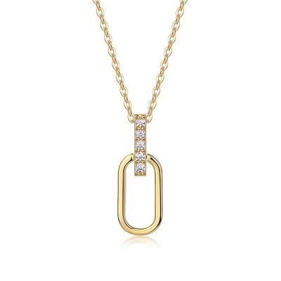 Collana con catena a clavicola impilata francese a forma di U in stile semplice, leggera, di lusso, di alta qualità, in oro 925, con moissanite in argento
