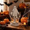 Halloween Ghost Figurine, Spooky Resin Ghost Skulls Statue for Tiered Tray Home Table Centerpiece, Halloween Party Supplies