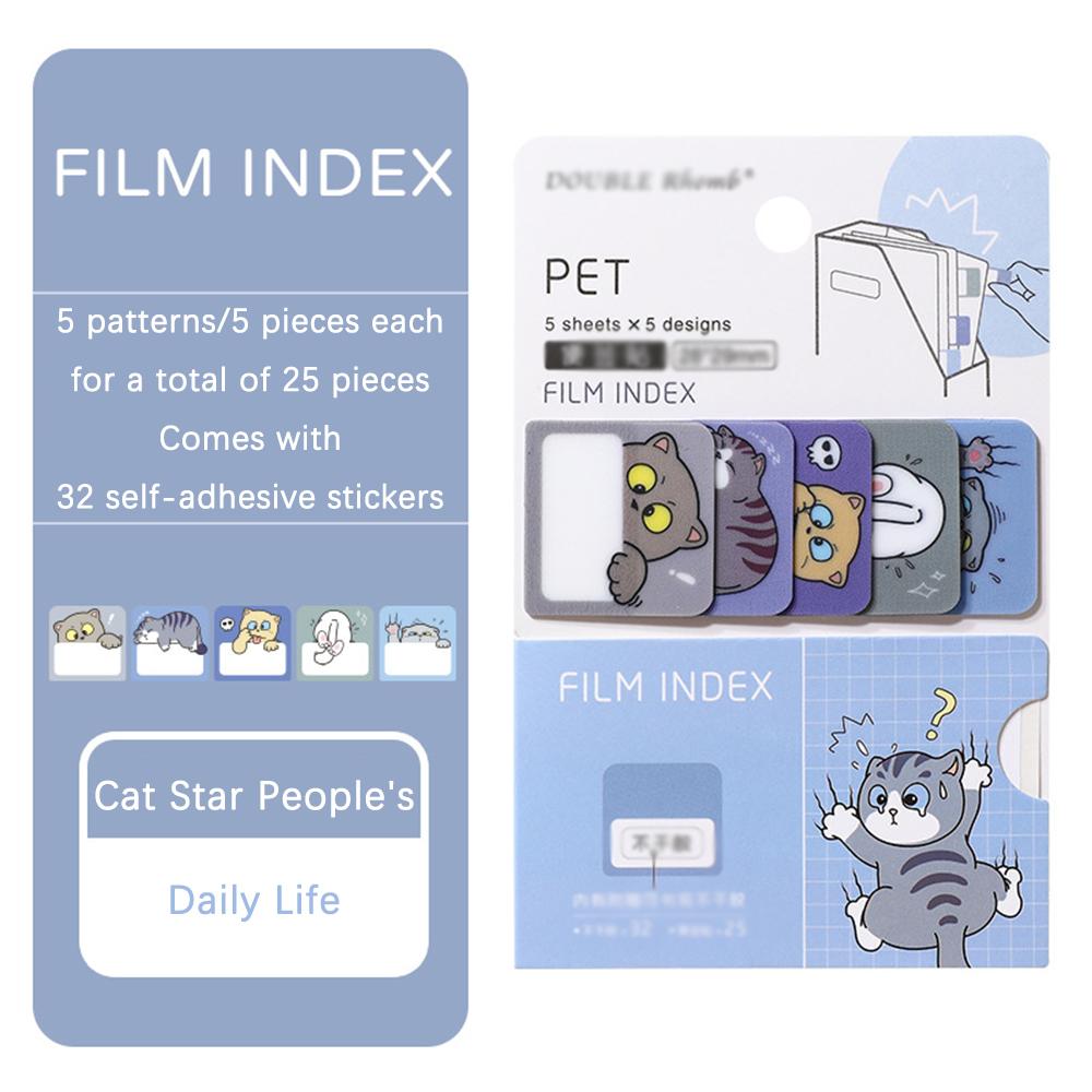 

Cartoon waterproof convenient index student cute sticky notes, office classification sticky notes, tag index cute name stickers синій