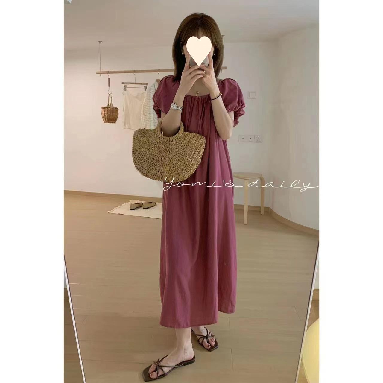 

New off-the-shoulder dress high-end summer loose suspender one-word shoulder short-sleeved green long dress women XXL
