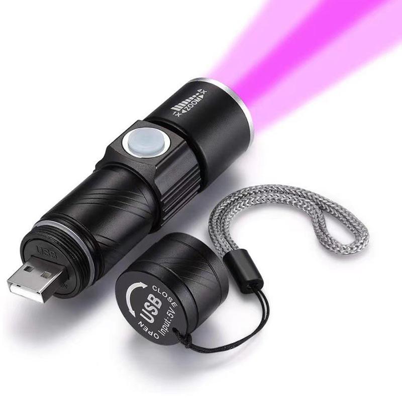 Mini Uv Flashlight 365Nm Fluorescent Jade Money Detector Usb Charging Ultraviolet Blacklight 600Mah For Dog Cat Urine Pet Stains