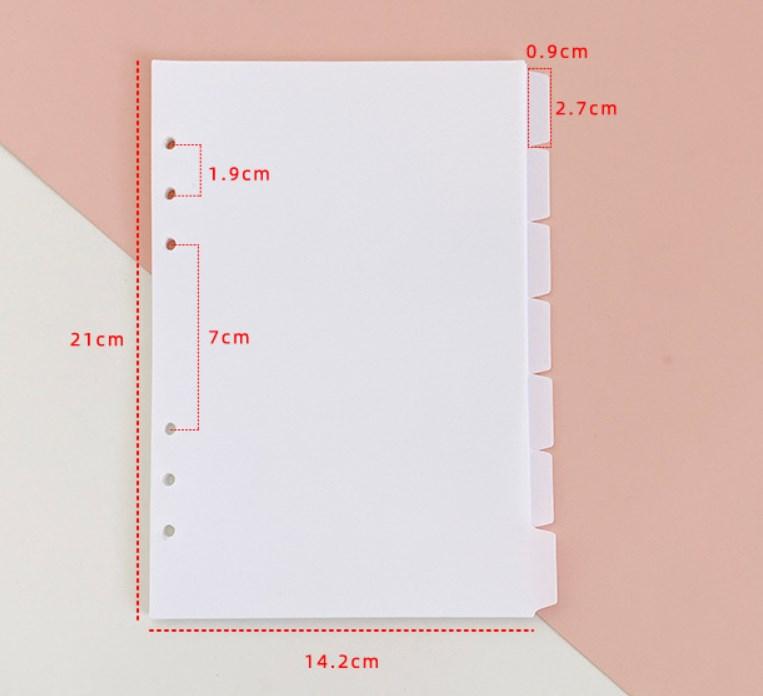 Transparent Paper Index Divider A5 A6 6 Holes For Binder Planner Notebook Stationery Notebook Paper Divider Accessories