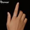BAMOER Moissanite White Gold Plated Adjustable Ring 925 Silver Exquisite Open Ring for Women Engagement Jewelry Gift