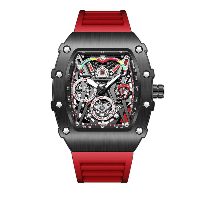 UTHAI Men's Watch Fashion Sports Waterproof Luminous Wine Barrel Shaped Silicone Strap Quartz Watch Watches for Man