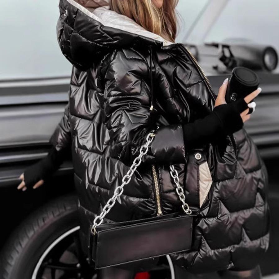 Winter New Zip-Up Hooded Cotton Jacket with Three Zippers
