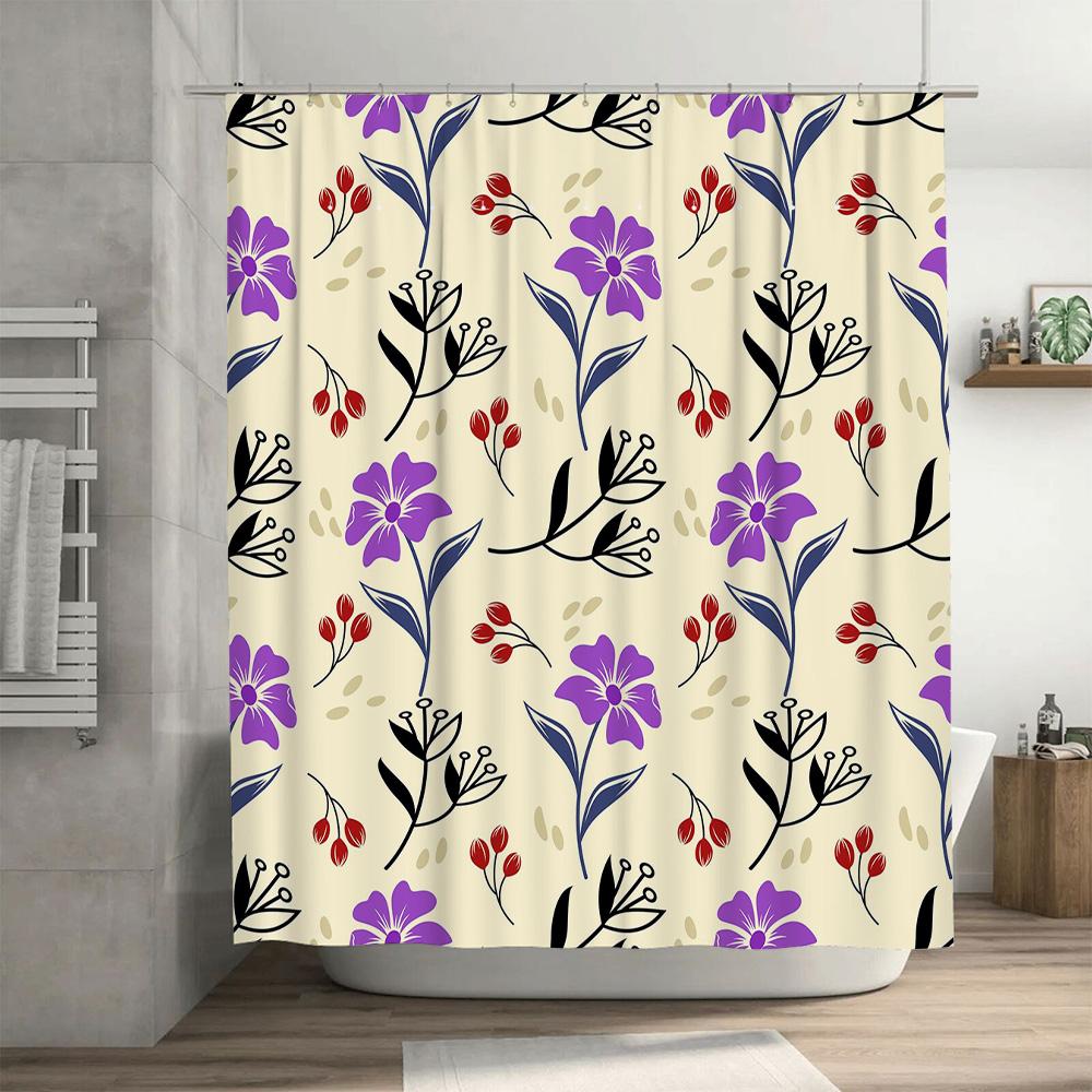 Fashionable bathroom curtains with elegant flower patterns made from waterproof fabric, ideal for modern home decor! Available i