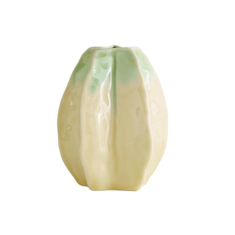Nordic Ceramic Gradient Peach Shape Small Vase Home Dining Table Bedroom Living Room Decoration Narrow Mouth Floral Ornament 1Pc
