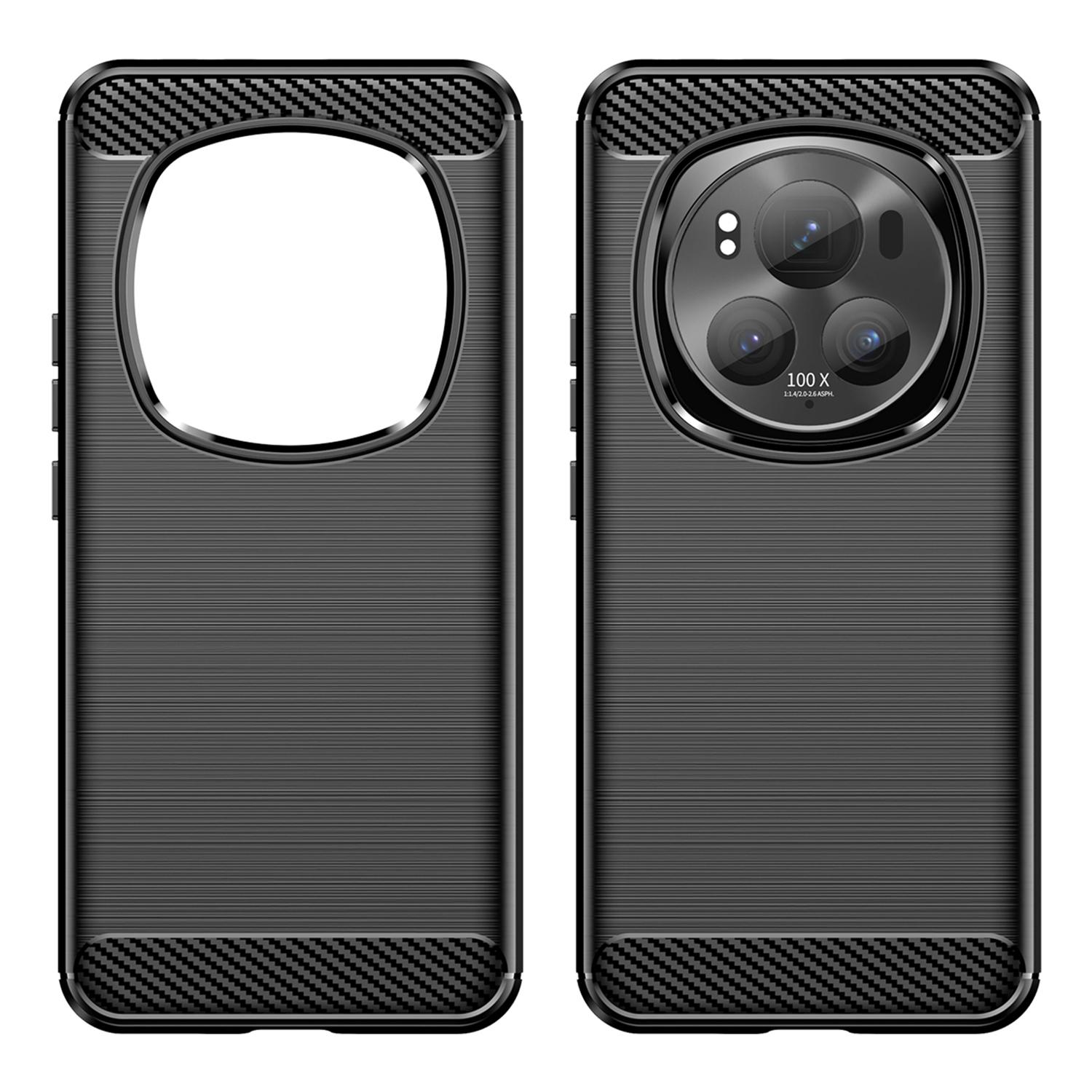 

For Honor Magic6 Pro 5G Case Brushed Carbon Fiber Texture TPU Phone Cover Black