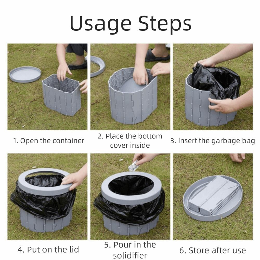 Easy To Store Outdoor Folding Toilet with Storage Bag Car Trash Can Compact Portable Potty  Travel