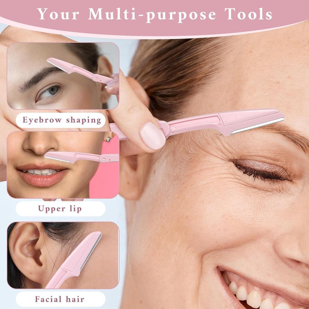 15 Pcs Dermaplane Razor Folding Eyebrow Razors for Women Face Fuzz Remover Facial Hair Removal for Women and Men Travel Dermaplaning Beauty Tool -