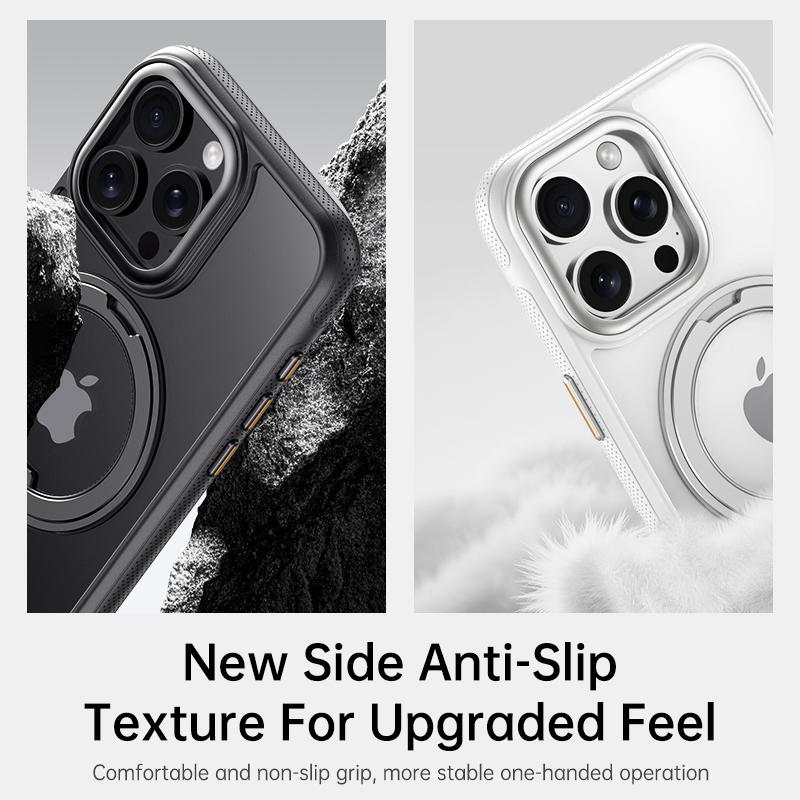 KEYSION N52 Magnetic 360° Ring Case for MagSafe for iPhone 13 14 15 Pro Max Matte Transparent Shockproof Phone Cover