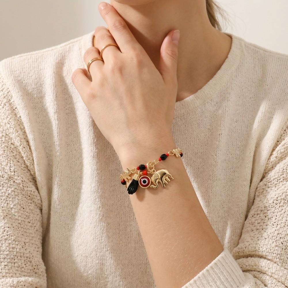 Copper Elephant Bracelet Vintage Retro Bracelet Fashion Bohemian Style Bead Bracelet Women
