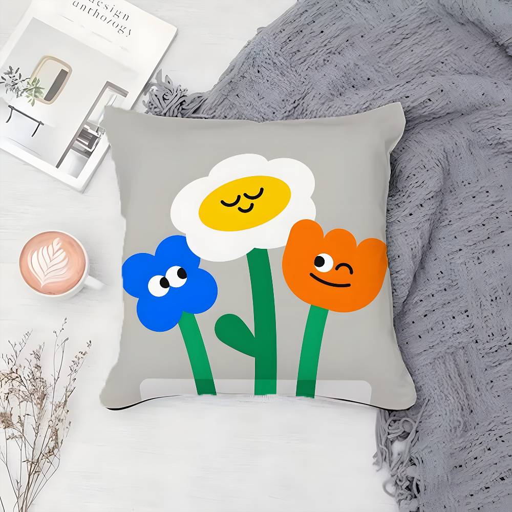 

Simple Home Flower Pattern Pillow Case Printing Pillowcase Living Room Sofa Cushion Cover Bedroom Room Decor 12x12Inch