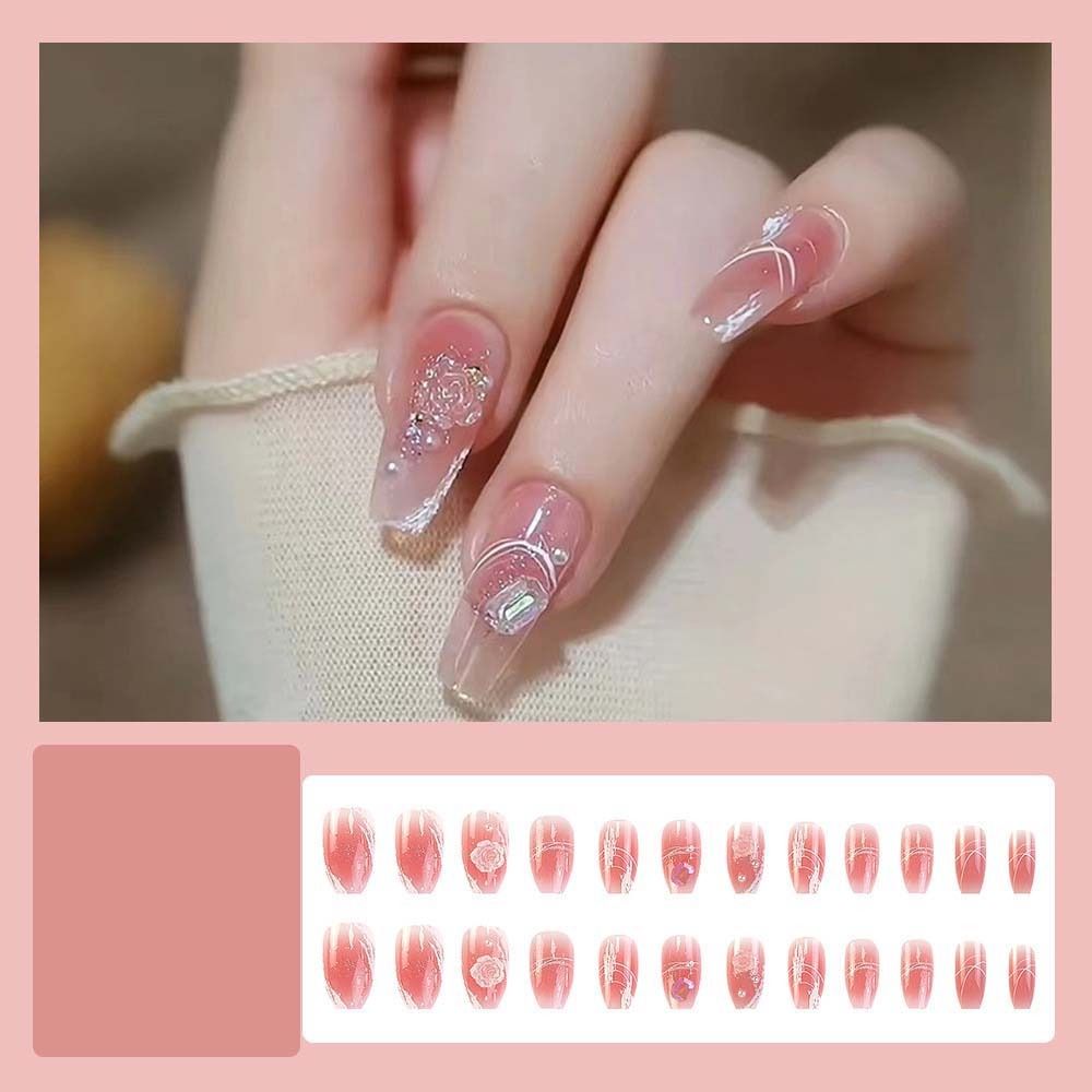 

24Pcs/set Manicure Material Butterfly False Nails Press on Nails Flower Fake Nails Lady/Girls