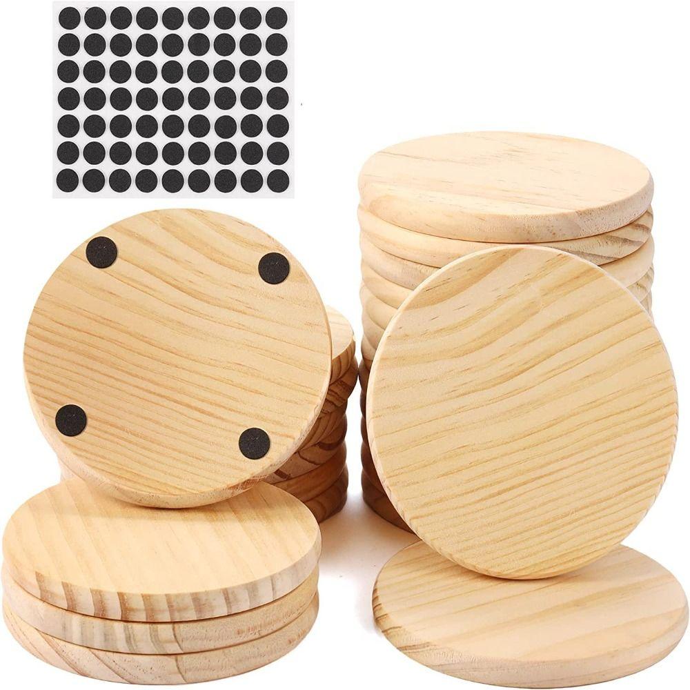 Burlywood Unfinished Wood Round Wood Kit DIY Coasters  Crafts