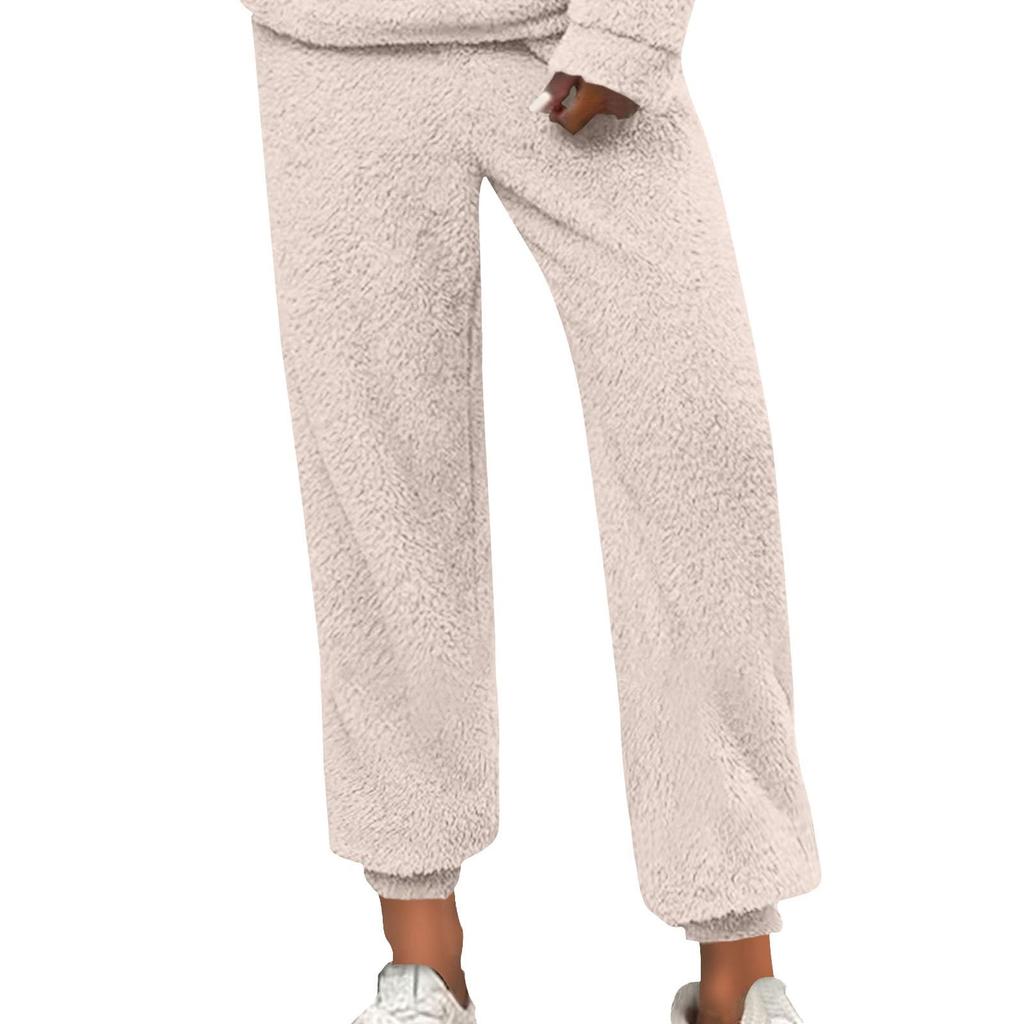Women Winter Plaid Pants Full Length Long Trousers Sports Pants