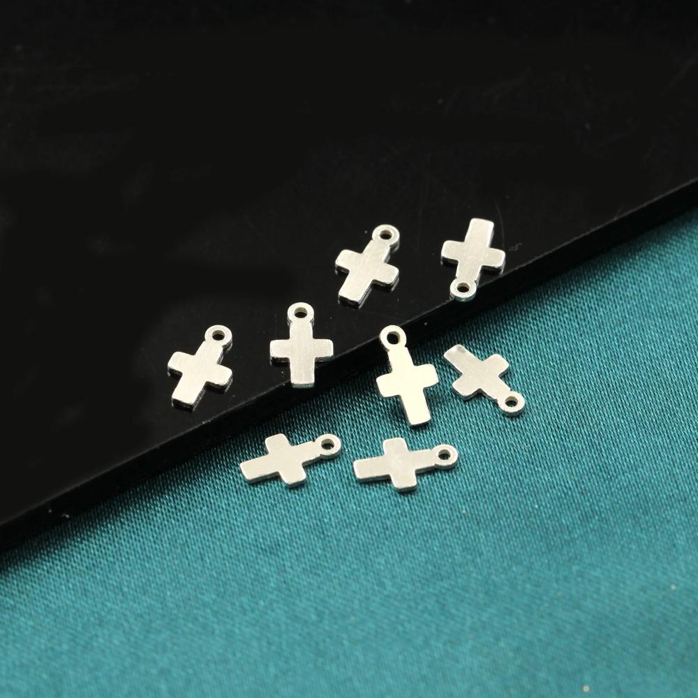 Fine S925 Silver Cross Tiny Women Jewelry Charms Real 14K Gold Filled