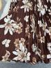 Women's Versatile High Waist A-Line Floral Pleated Midi Skirt