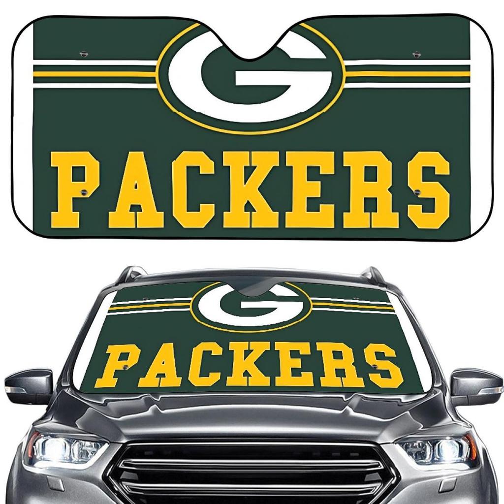Custom Aluminum Foil Car Sunshade with Green Bay Packaging Workers Team Design