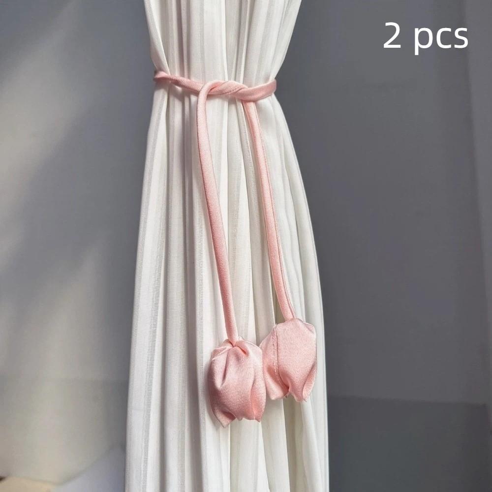 2 PCS Fashion Curtain Straps Elegant Curtain Buckle Creative Tulip Curtain Tieback  Bedroom Tulip Pink