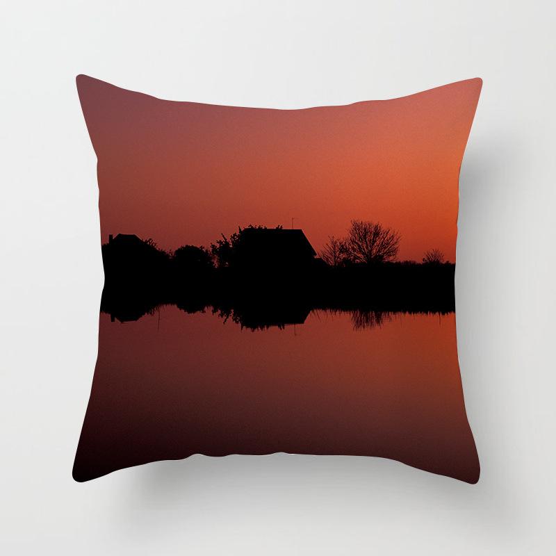 Modern Simple Landscape Car Print Sofa Pillow Cushion Cover Home Soft Furnishings