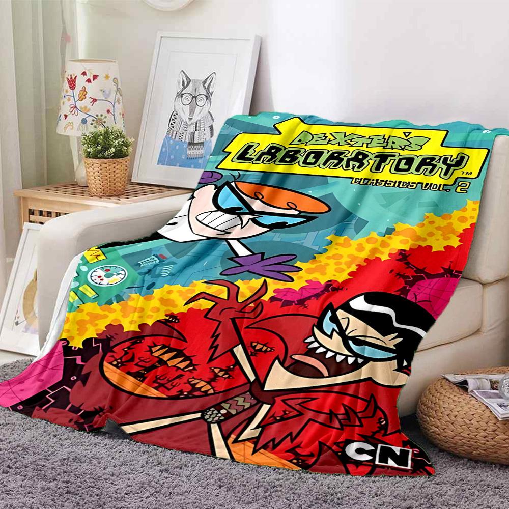 1pc Dexter's Laboratory Classics Cozy Print Blanket Lightweight Warm Flannel Throw Blanket For Sofa, Bed, Living Room