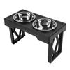 Elevated Dog Bowls Prevent Slip Height Adjustable Raised Dog Bowl Stand with 2 Stainless Steel Food