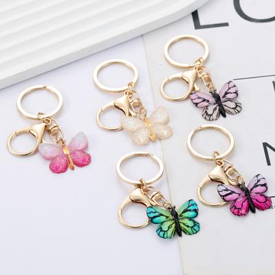 Gradient Color Butterfly Pendant Keychain Classic Retro Bag Pendant Practical Durable Backpack Hanging Accessory Fashion Gift For Best Friend