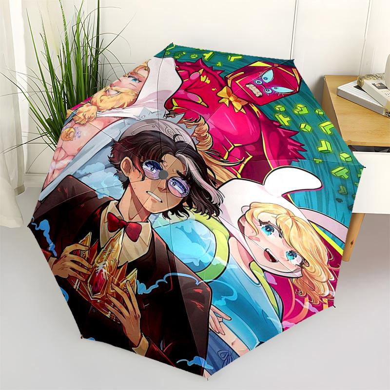 

1pc Outdoor Umbrella with The Amazing World of Gumball Characters - Automatic Opening/Closing, Portable 3-Fold Design, 8-Bone Iron Frame - Perf