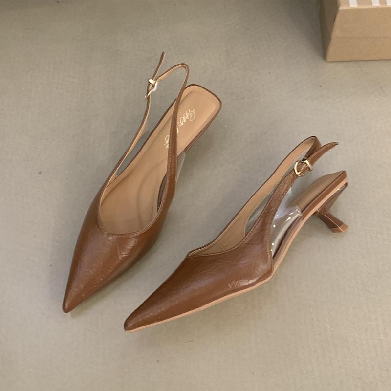 Fashion Bailamos Women Sandals Pointed Toe Elegant Low-heel Shoes Summer Fashion Slingback Woman Mules Shoes Pumps Dress Shoes