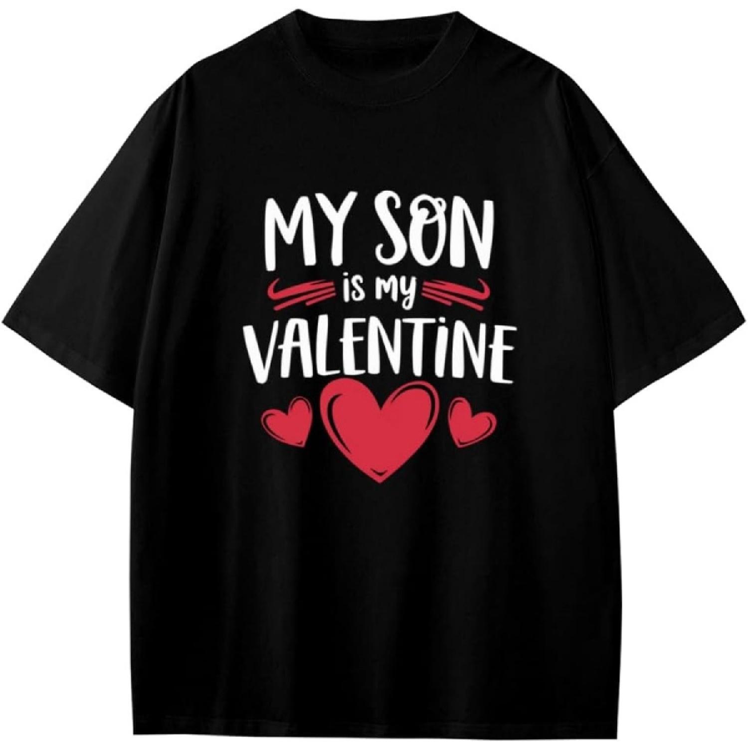Мама Папа День Святого Валентина Мой Сын Мой Валентин Сердце Мальчики Девочки Подростки Футболка Аниме Подарок XXXXXL разноцветный