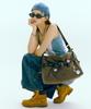 Vvv [Set/Pin Badge Included] Nylon Buckle Hobo Shoulder Crossbody Bag _ Khaki