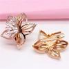 Purple Gold Flower Earrings Temperament Personality Fashion Hollow Exaggerated Pattern Rose Gold Plated Stud Earrings