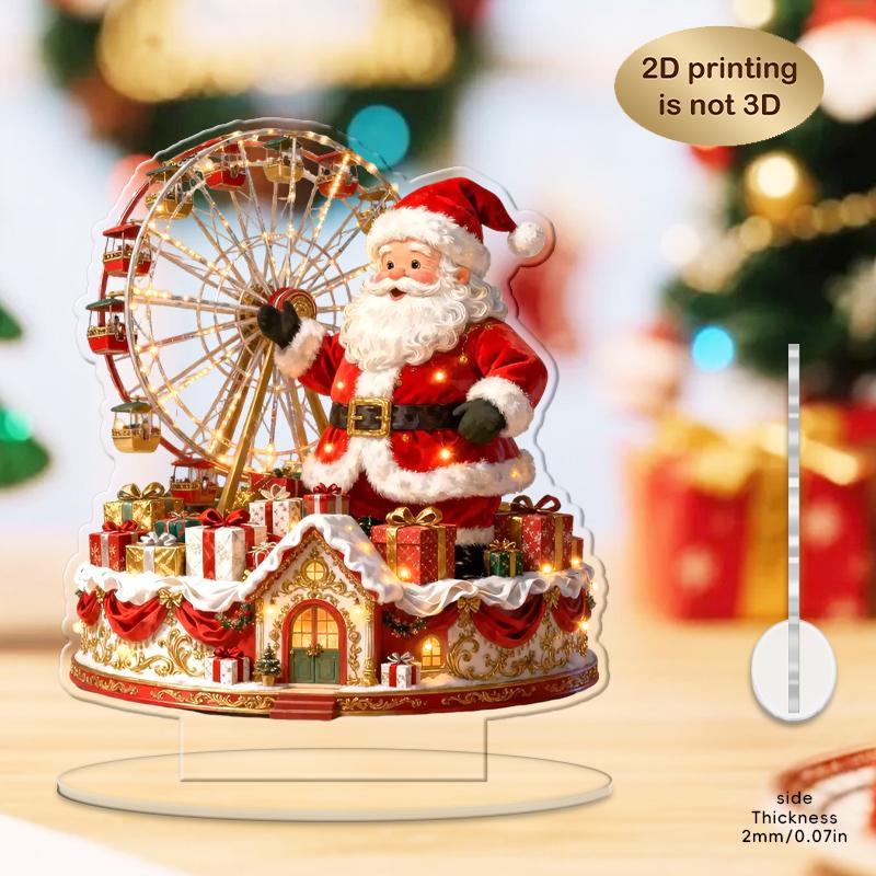 Colorful Santa Claus Ferris Wheel Acrylic Decoration for Christmas Home Desktop Festival Gift Flat Print Design Gifts