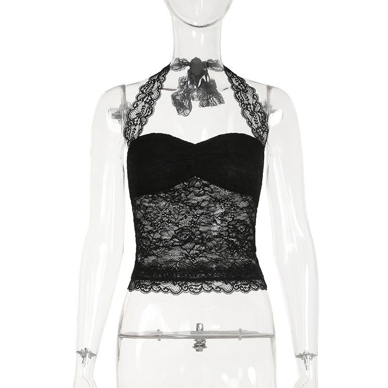 Women's Summer Halter Lace Sexy Halter Slim Slim Vest Top