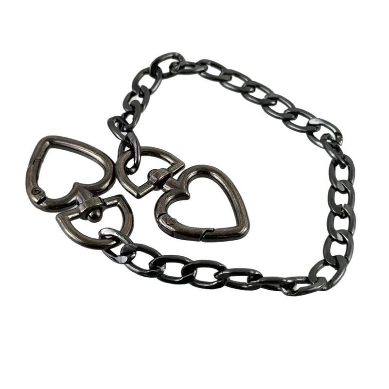 

Antique 32Cm Bag Chain Strap Extender Heart Shape Buckle Replacement Chain For Handle Bag Handbag Diy Accessories Hardware чорний