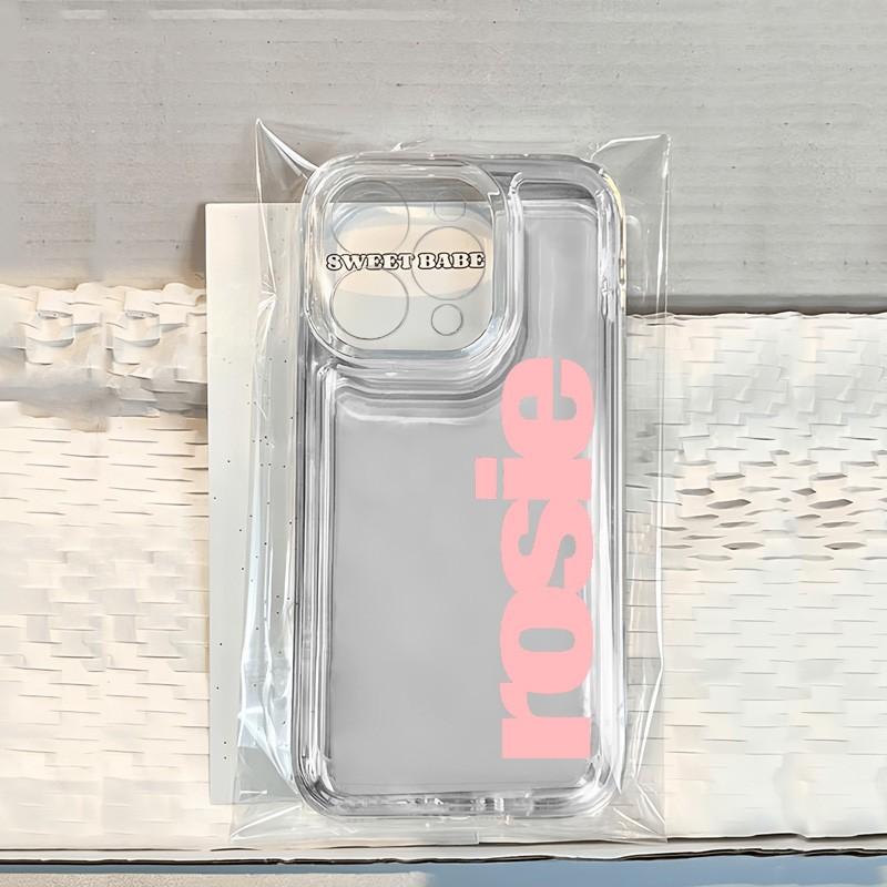 Korea R-ROSIE pink letters Phone Case For Xiaomi Redmi Note K60 15C 15 14 13 12 12C 11 10 10C 13C 10X A5 K50 Pro Plus Ultra 4G5G