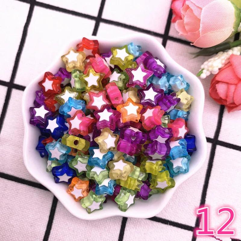 

50pcs Five-pointed Star Acrylic Beads Loose Spacer Beads for Jewelry Making DIY Bracelet Accessories