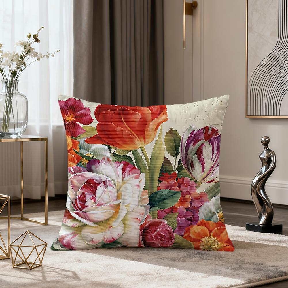 Retro Color Exquisite Flower ART Fashion Vintage Soft Comfort Pillowcase Sofa Nap Living Room Party Home Pet Decor Pillowcover
