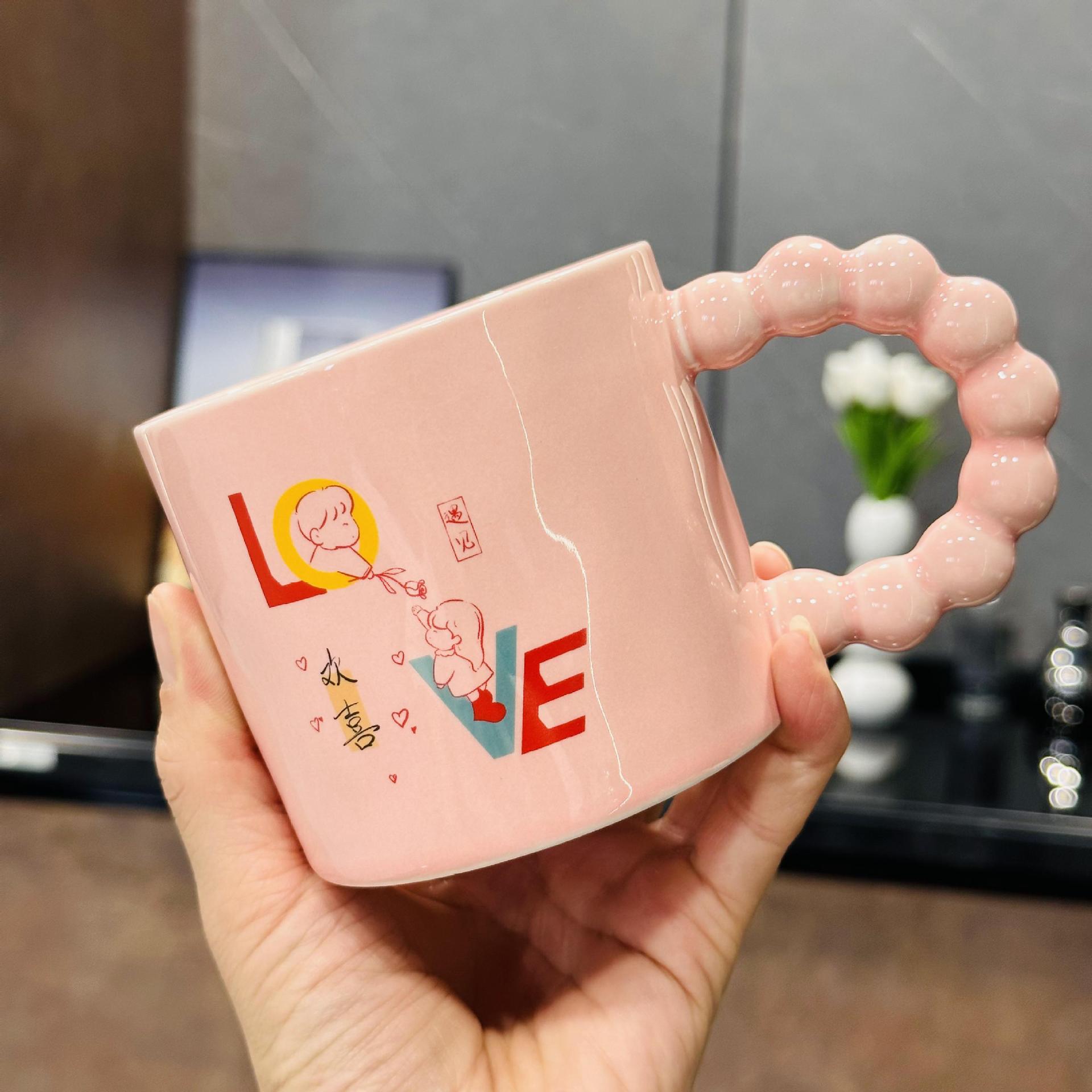 

Large Capacity Ceramic Cup Cute High-value Couple Mug Set Gift Box Water Cup Small Gift Souvenir Gift Cup 500ＭＬ