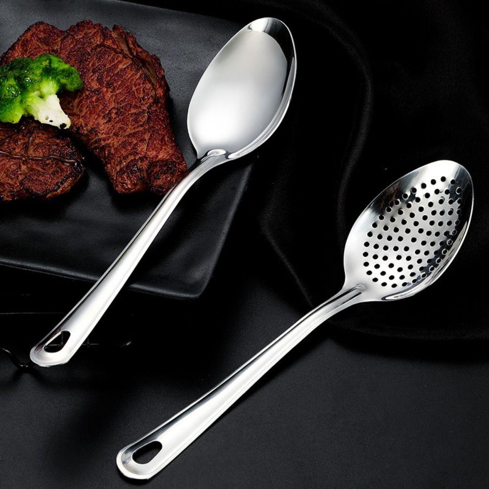 Kitchen Stainless Steel Thickened Colander Spoon Skimmer Scoop Deep-Fried Colander Nooodle Spoon