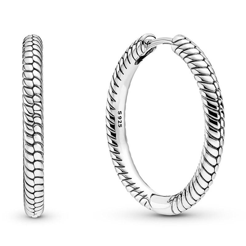 Authentic 925 Sterling Silver Pave Link ME Cool Banana Moon Power Light Me Up Hoop Earring For Women Birthday Gift Jewelry