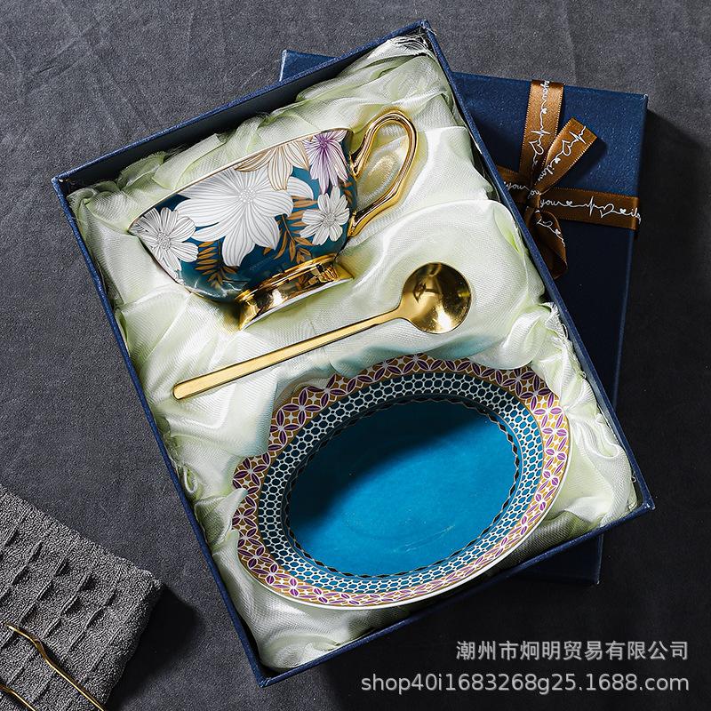 

Керамическая кофейная чашка высококлассная изысканная высококлассная нишевая костяной фарфор бытовая британский послеобеденный чайный сервиз подарочная коробка 220ml