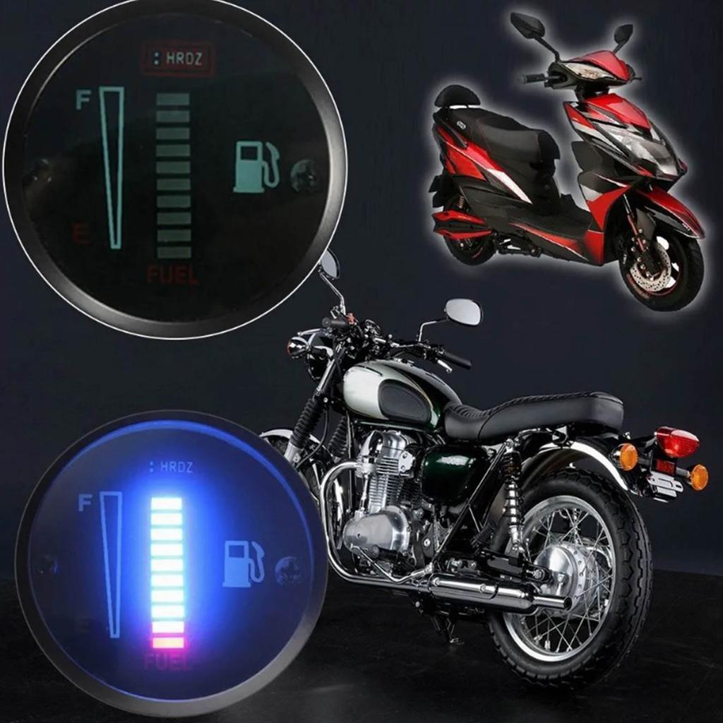 Motorcycle Fuel Gauge 12V Tank Oil Level Meter with LCD Display 52mm Shell Diameter for Car