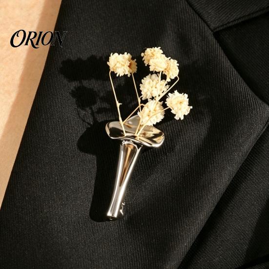 Metal Clothing Ornament Peanut/Calla Shaped Flower Insert Brooch, DIY Wearable Bouquet Holder Decorative Coat Brooch Clip, Vase Lapel Pin for
