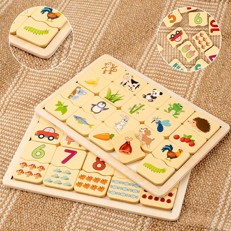 Wooden Matching Puzzle Number Animal Cognitive Match Game Montessori Toy Memory Training Jigsaw for Children Early Education