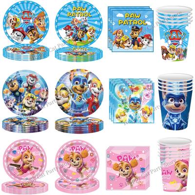 Birthday Paw Patrol Plates and Glasses Paw Patrol Birthday Decoration Skye Napkins Cups Baby Shower Kids Party Favors Supplies