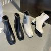 Mode Übergröße High Heel Stiefel Damen 2024 Herbst und Winter Neu Einfache Mode Alle Quadratische Spitze Dicker Absatz Stiefel