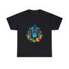 Black Blue Illustrated Monkey Adventure T-Shirt