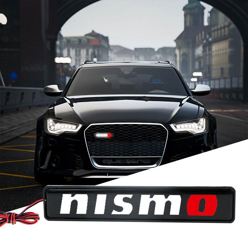 1 Stück Auto Dekoratives Licht LED Fronthaubengrill Emblem Abzeichen Dekoration für Nismo Nissan Juke Tiida Teana GTR 350Z 370Z 240SX Fairlady
